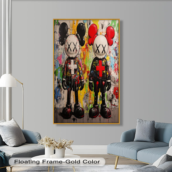 Dual Manifest – Abstraktes Duo KAWS Ölgemälde