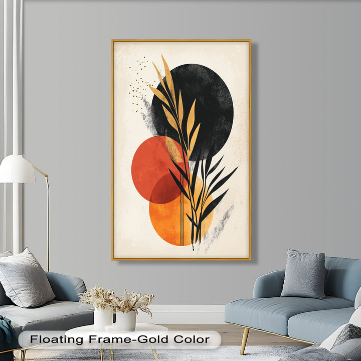 Golden Dusk – Modernes abstraktes botanisches Ölgemälde