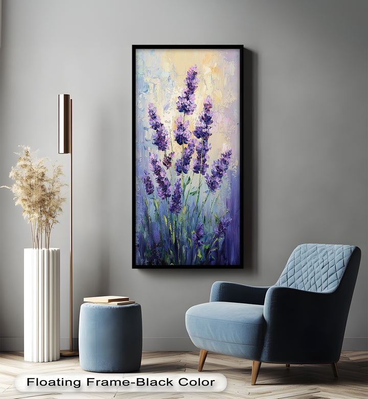 Lavender Blooms in Textured Harmony - Flower Oil Painting