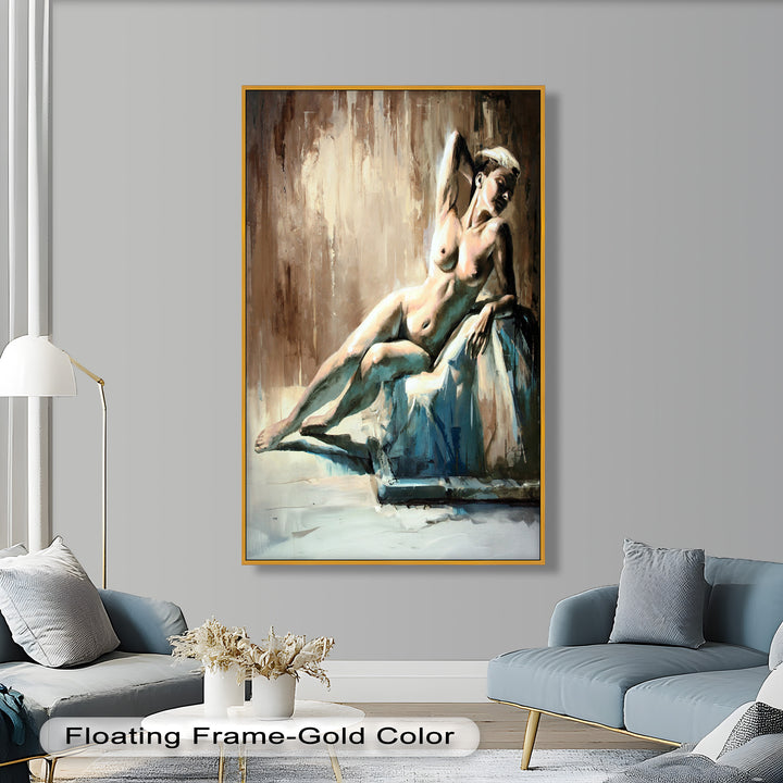 Echoes of Light – Modern Reclining Nude Oil Painting