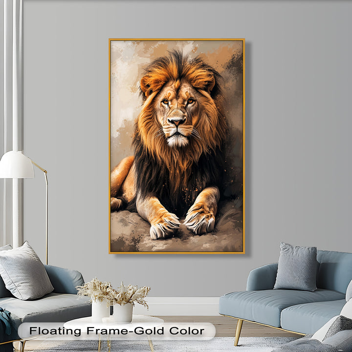 Lion Portrait in Warm Tones - Animal Oil Painting