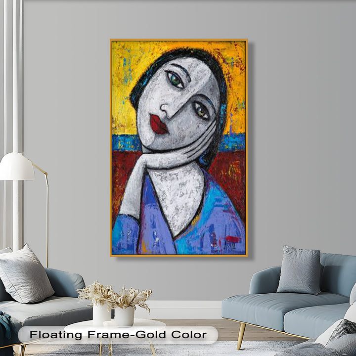 Quiet Reflection – Textured Modern Portrait Picasso Oil Painting