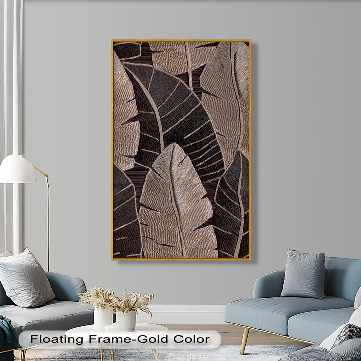 Tactile Tropics – Brown Leaf Composition Flower Oil Painting