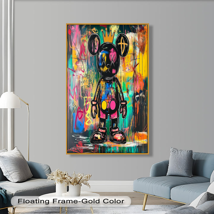 Crowned Chaos – Neon Royal KAWS Oil Painting