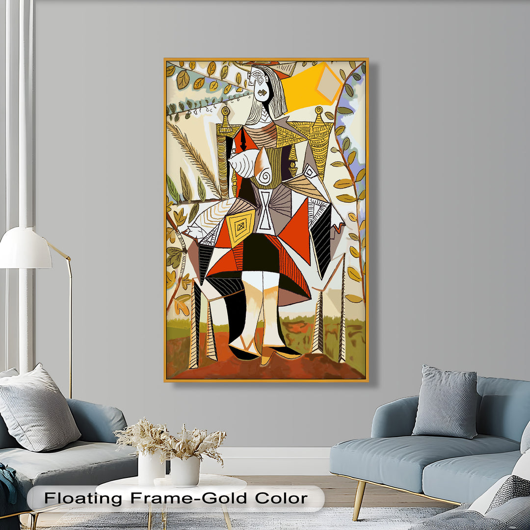 Queen Among Leaves – Picasso Style Cubist Oil Painting