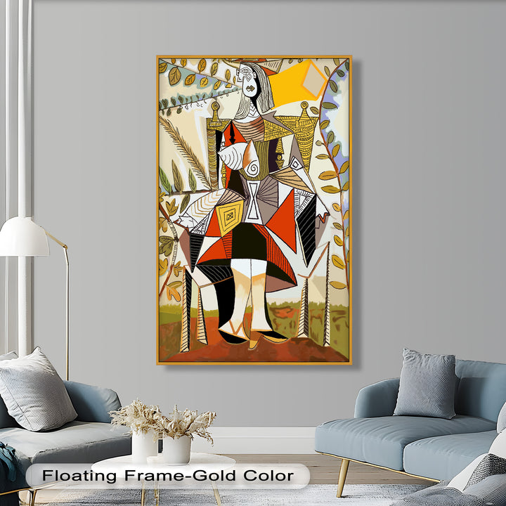 Queen Among Leaves – Picasso Style Cubist Oil Painting