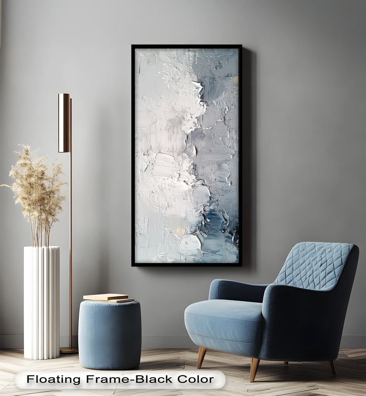 Iced Tides – Monochromes abstraktes Ölgemälde