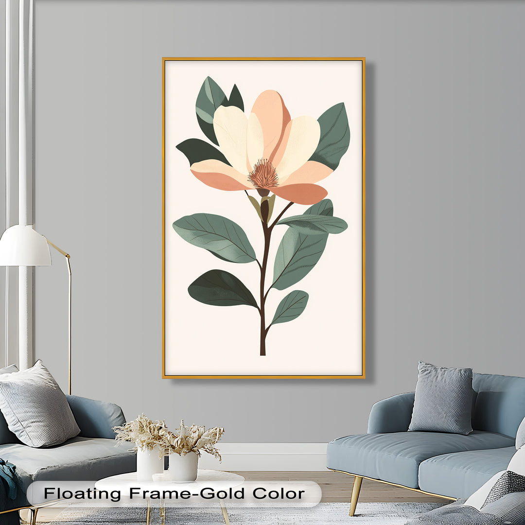 Minimal Magnolia – Elegantes botanisches Ölgemälde