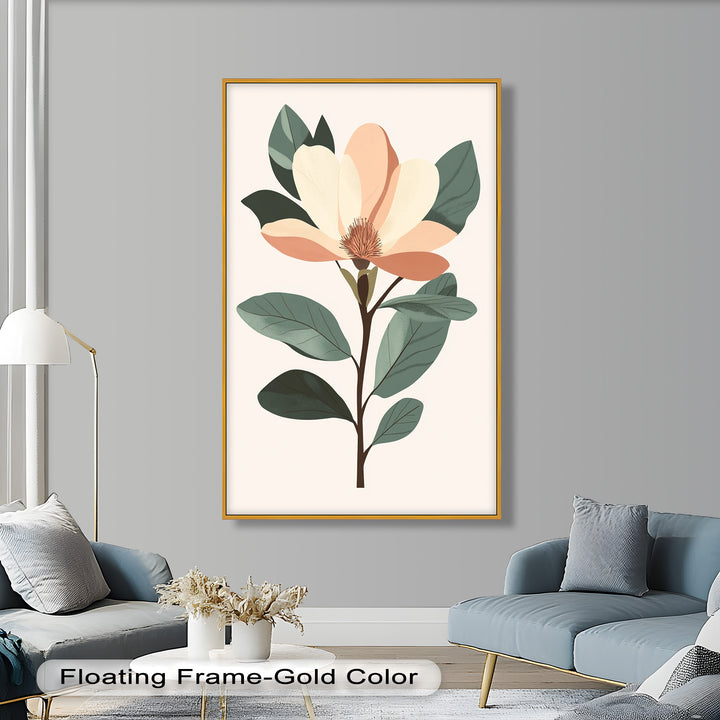 Minimal Magnolia – Elegantes botanisches Ölgemälde
