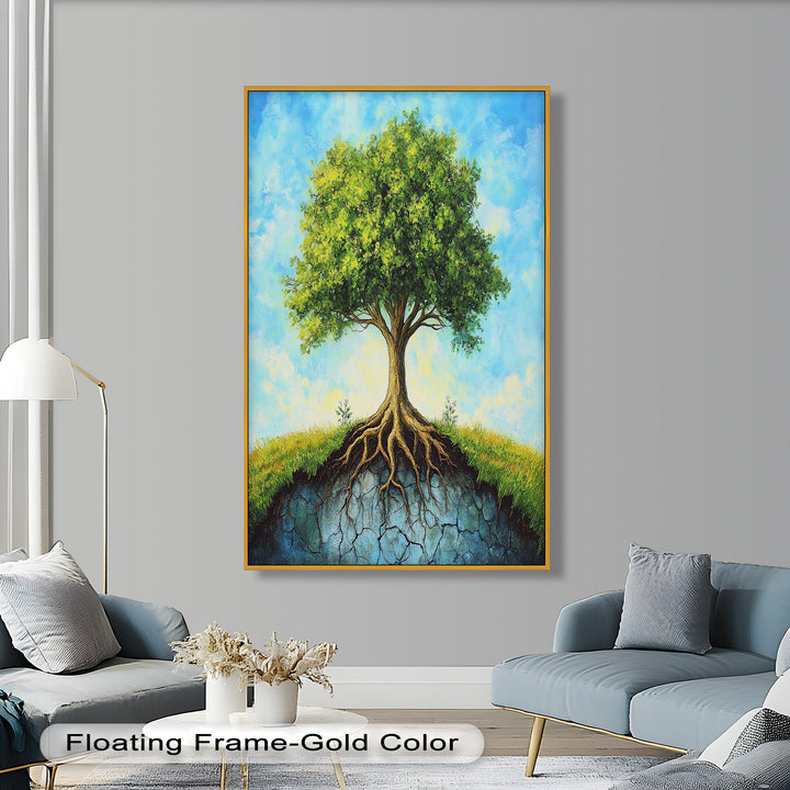 Firmly Planted – Tree of Faith with Roots Oil Painting