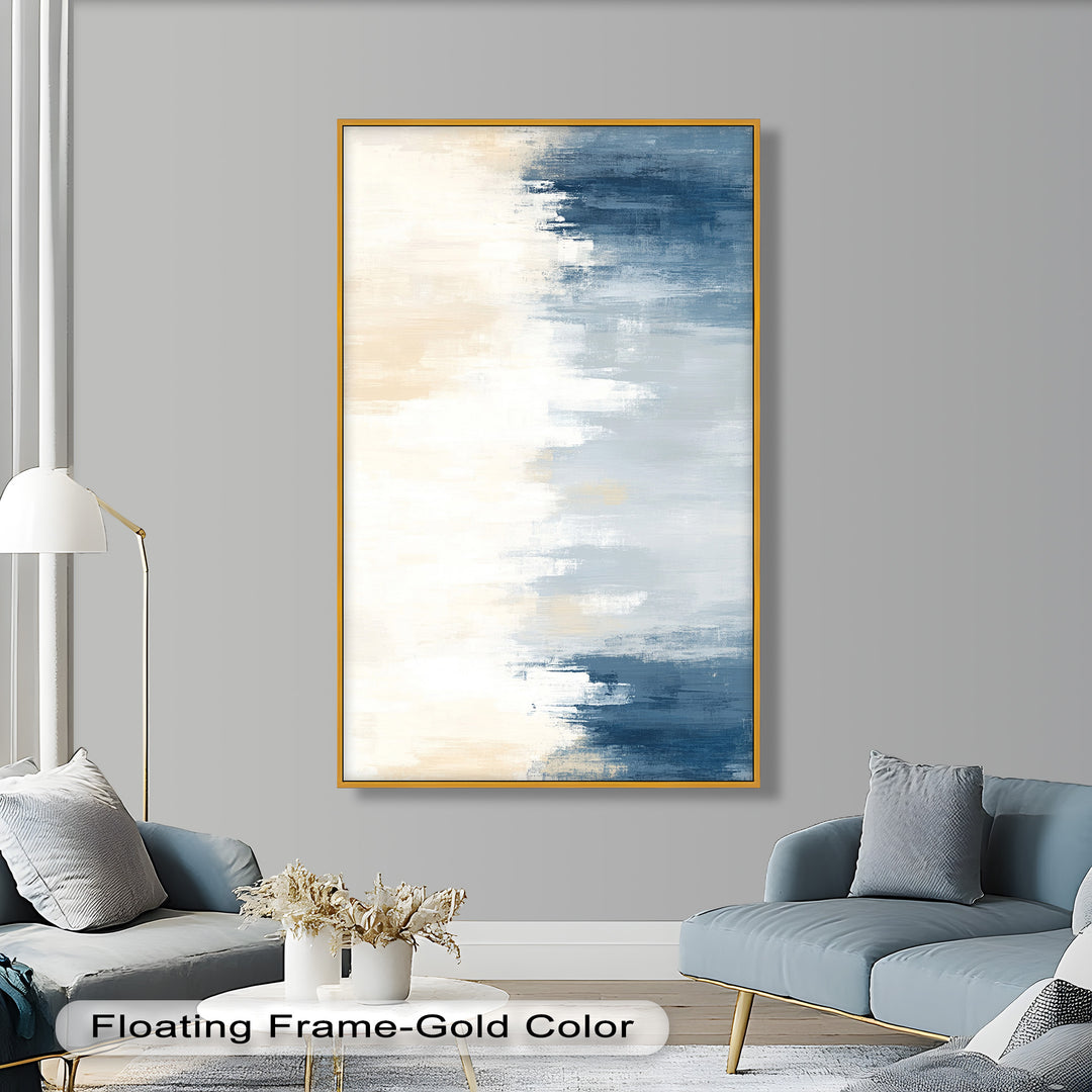 Coastal Drift – Ruhiges Blau und Sand Abstraktes Ölgemälde
