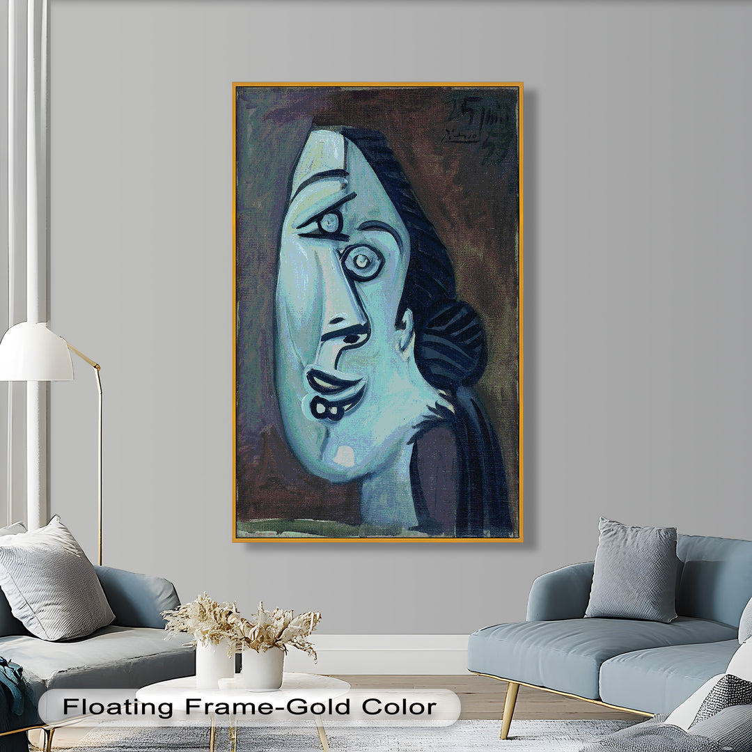 Twilight Reflections – Blue Cubist Woman Picasso Oil Painting