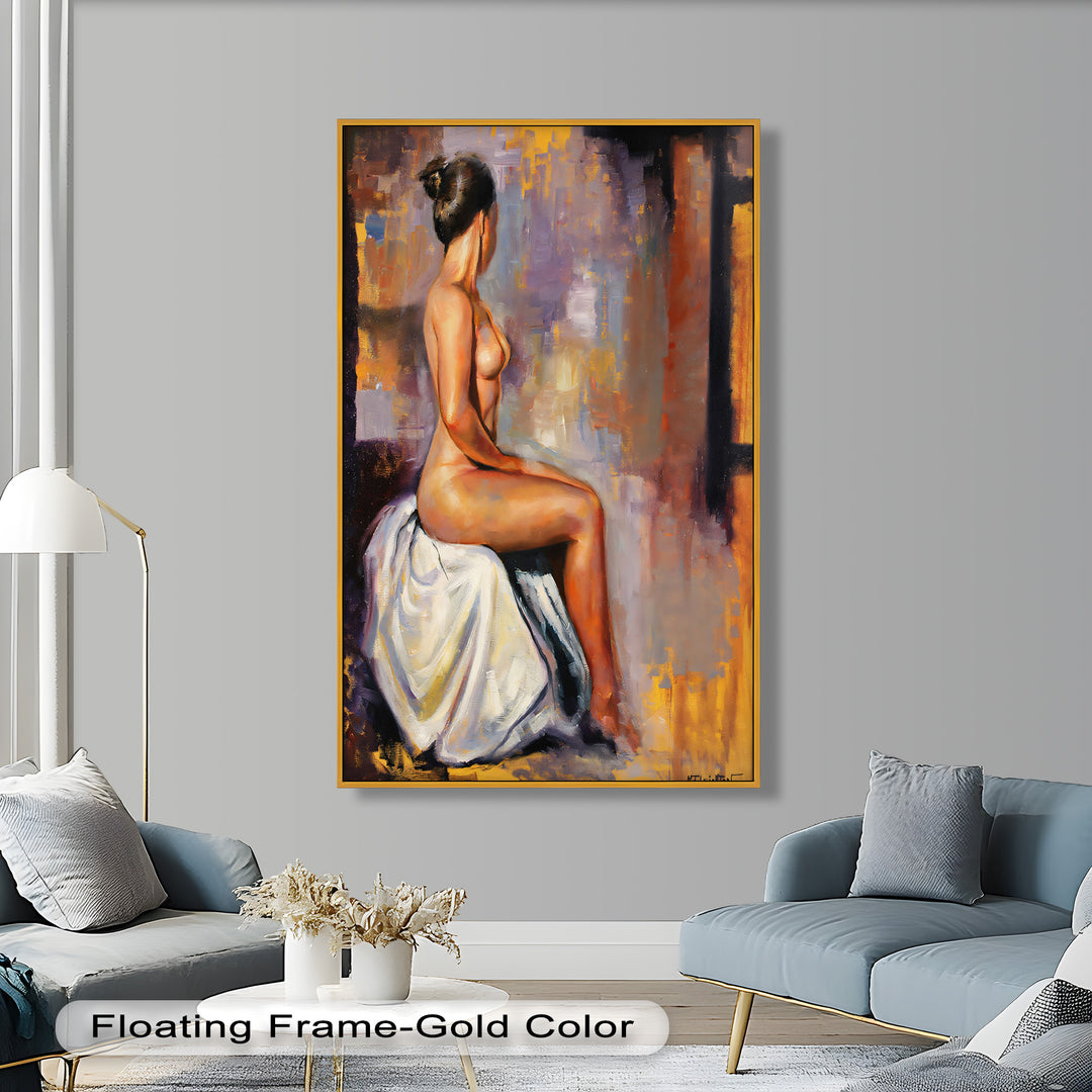 Poised in Silence – Figurative Nude Abstract Oil Painting