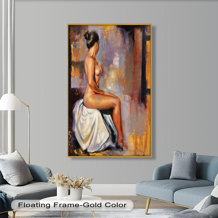 Poised in Silence – Figurative Nude Abstract Oil Painting