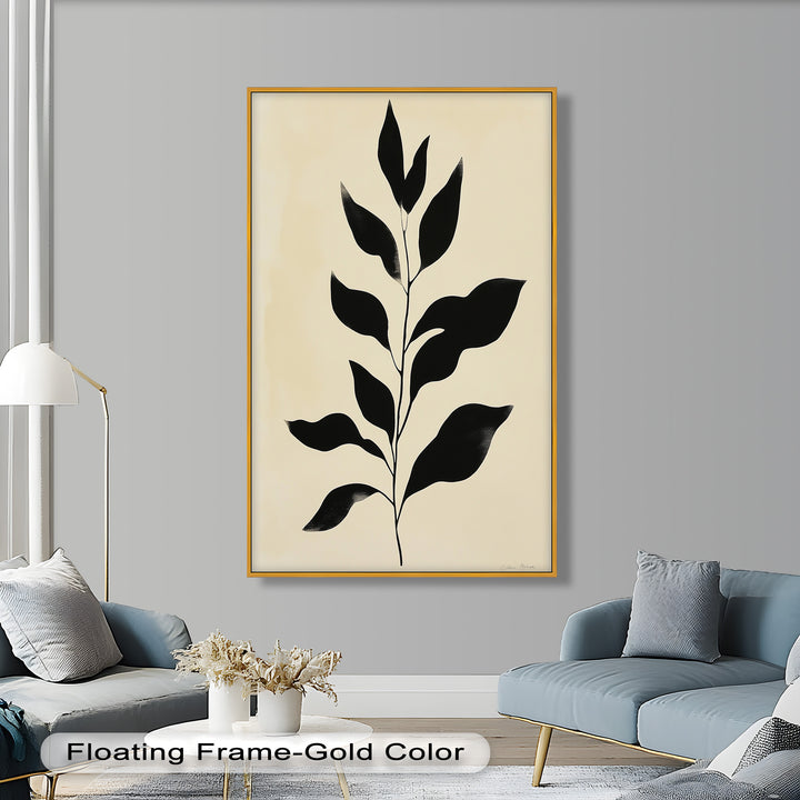 Black Botanical Minimalism – Monochrome Oil Painting