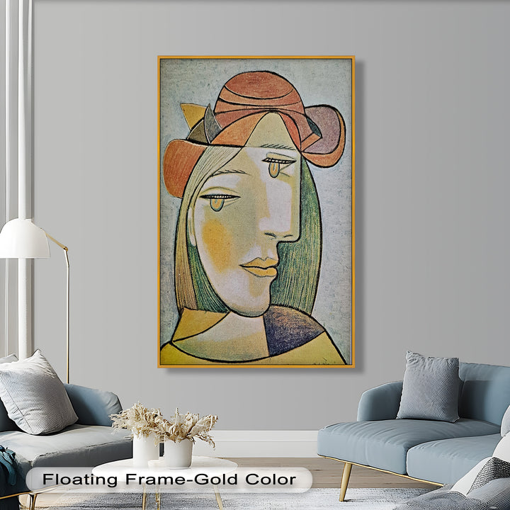 Soft Gaze of Solitude – Abstract Female Portrait Picasso Oil Painting