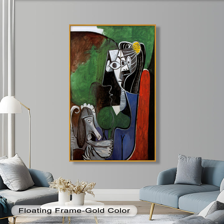Lady with Poodle – Surreal Cubist Portrait Picasso Oil Painting
