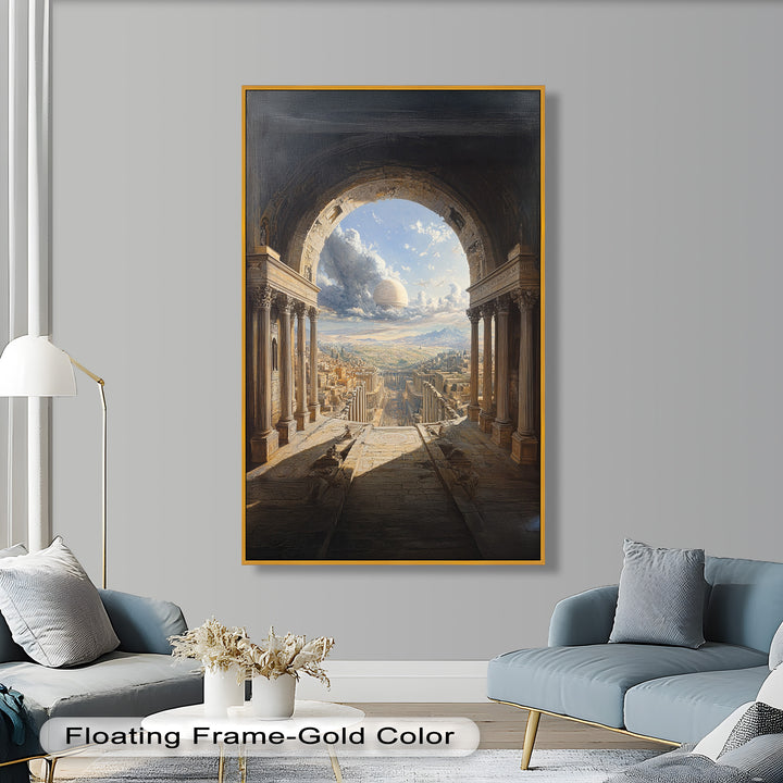 Celestial Archway over an Ancient Metropolis – Renaissance Oil Painting