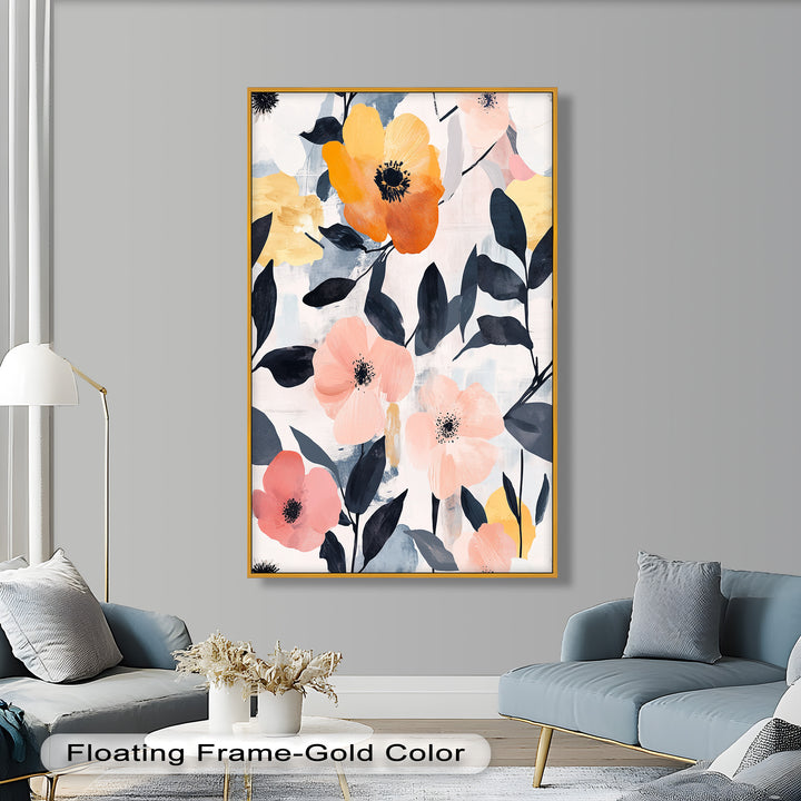 Soft Harmony – Peach and Mustard Floral Oil Painting