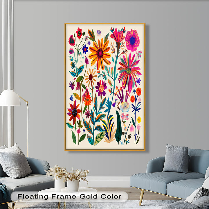 Wild Bloom Symphony – Vibrant Botanical Oil Painting