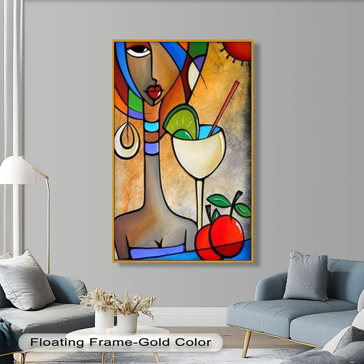 Tropical Gaze – Lebendiges Cocktail Muse Picasso Ölgemälde