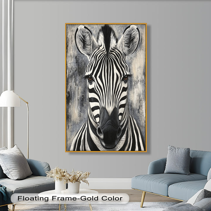 Zebra Portrait – Bold Black and White Animal Oil Painting