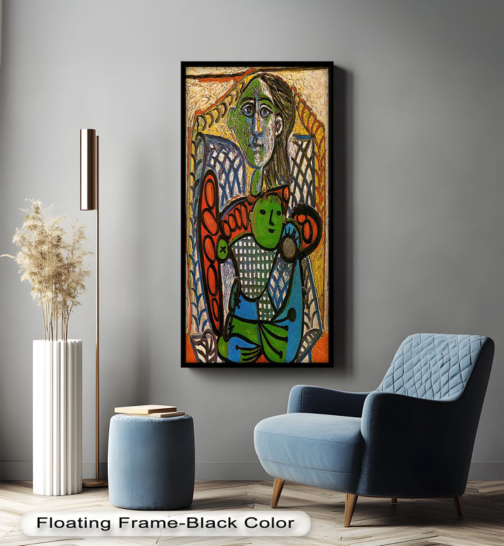 Green Embrace – Mother and Child Picasso Oil Painting