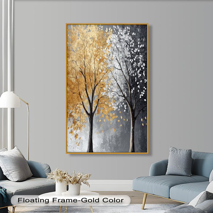 Flüstern von Herbst und Winter – Ölgemälde mit zwei Baumblumen