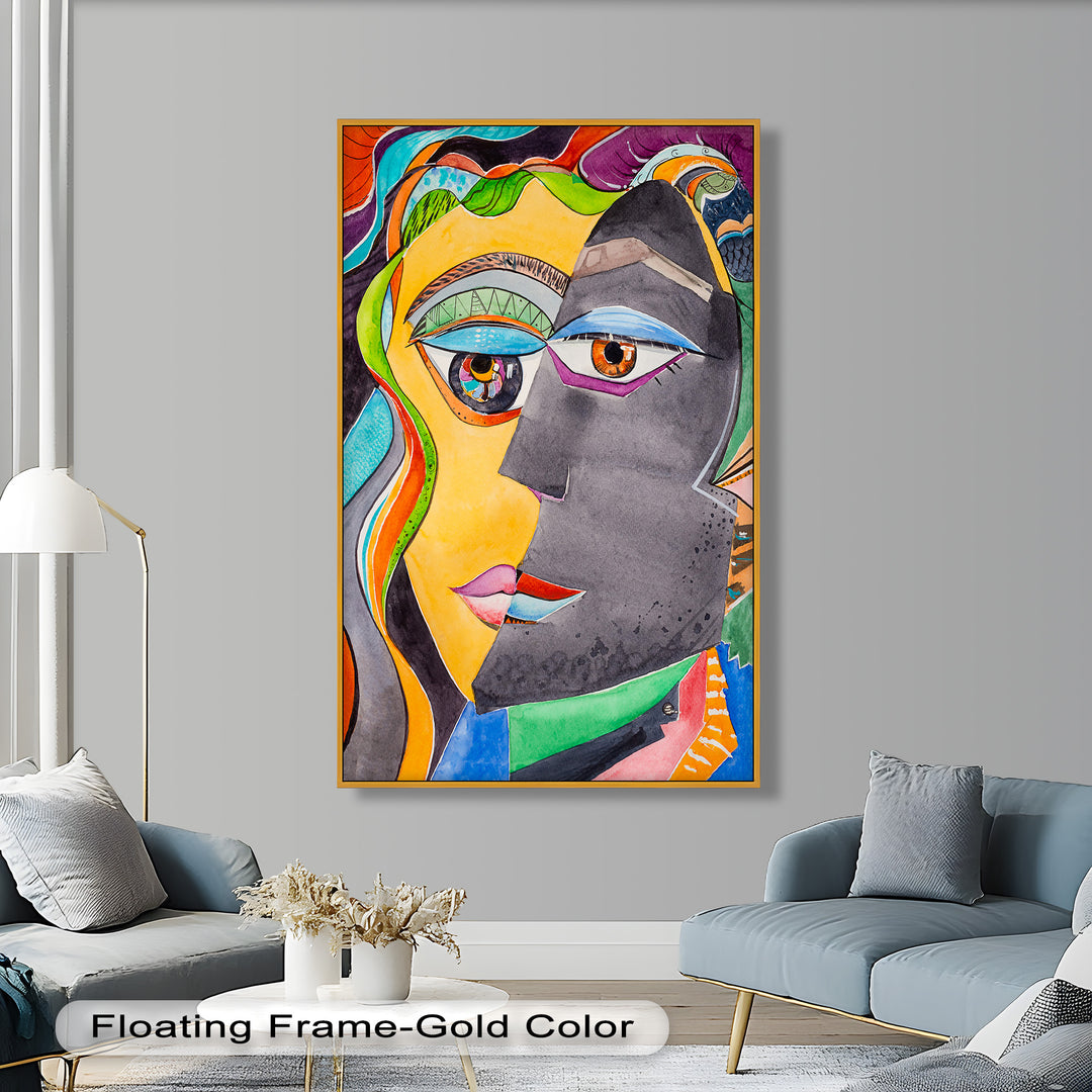 Dual Visions – Vibrant Abstract Faces Picasso Oil Painting
