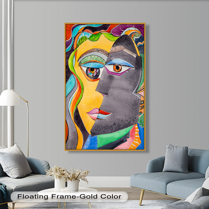 Dual Visions – Vibrant Abstract Faces Picasso Oil Painting