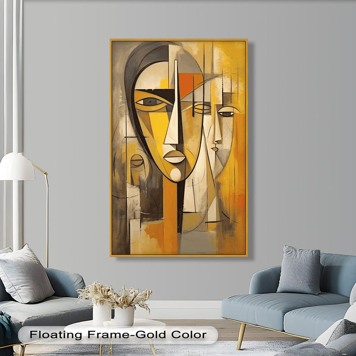 Amber Contours – Abstract Portrait Series in Picasso Oil Painting