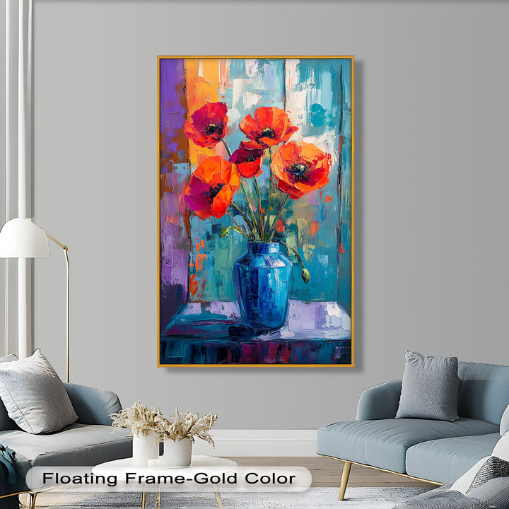 Crimson Blooms – Poppy Flower Oil Painting