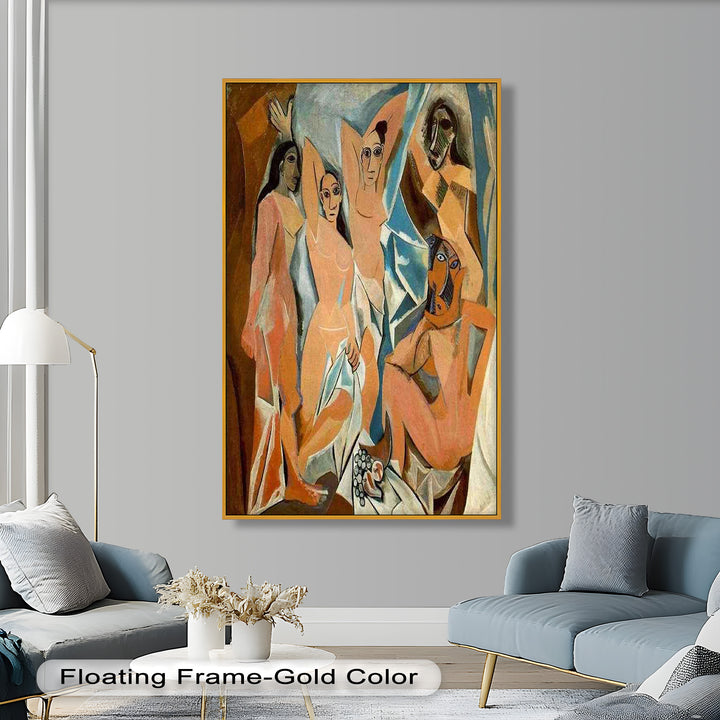 Echoes of Les Demoiselles – Picasso-Inspired Cubist Nude Figures Oil Painting