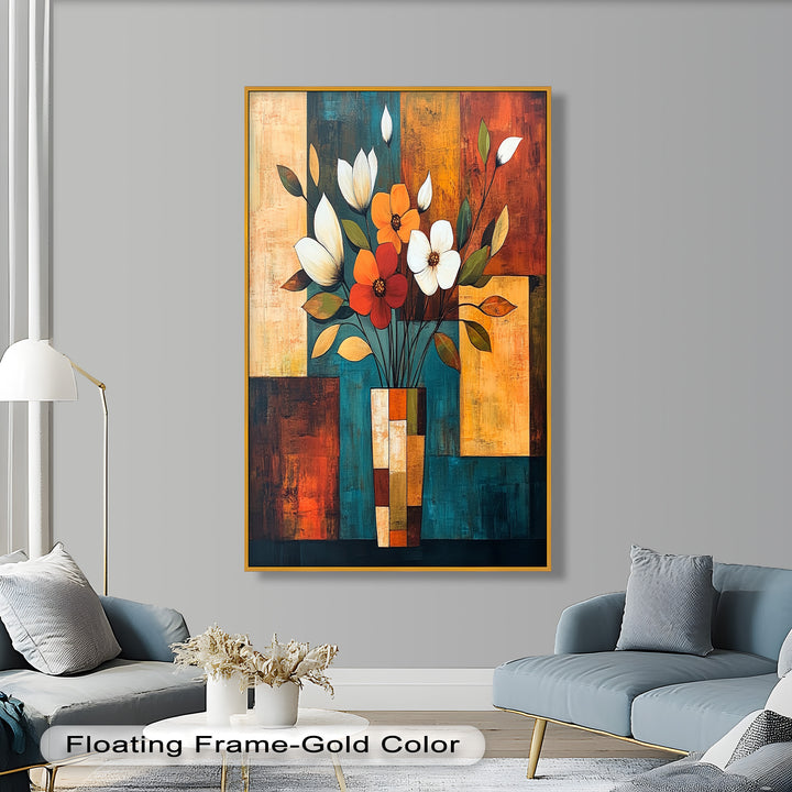Geometric Bloom – Modern Floral Abstract Oil Painting