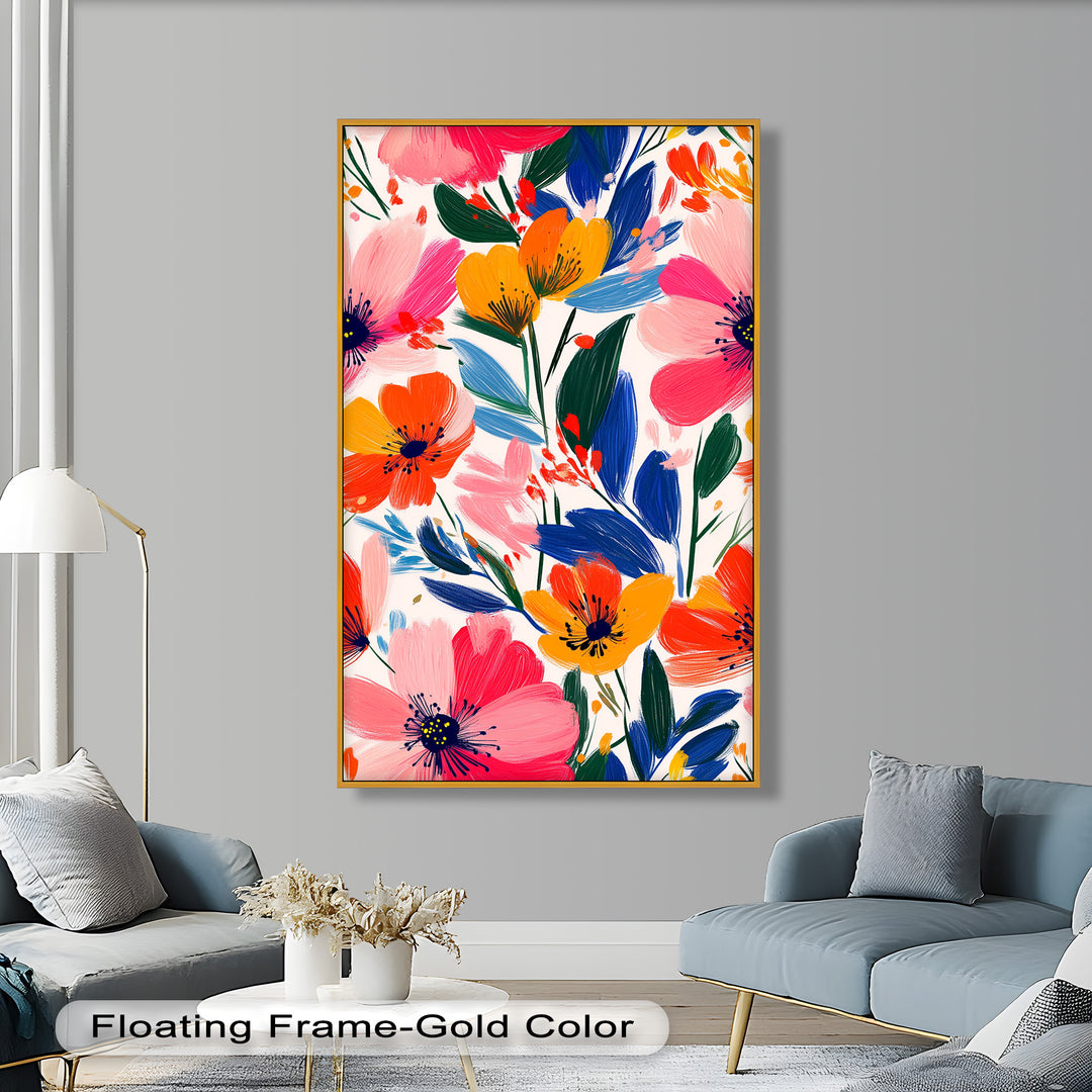 Joyful Bloom Burst – Lebendiges abstraktes Blumenölgemälde