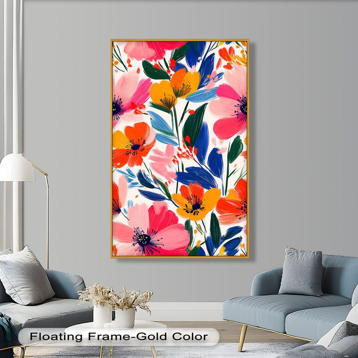 Joyful Bloom Burst – Lebendiges abstraktes Blumenölgemälde