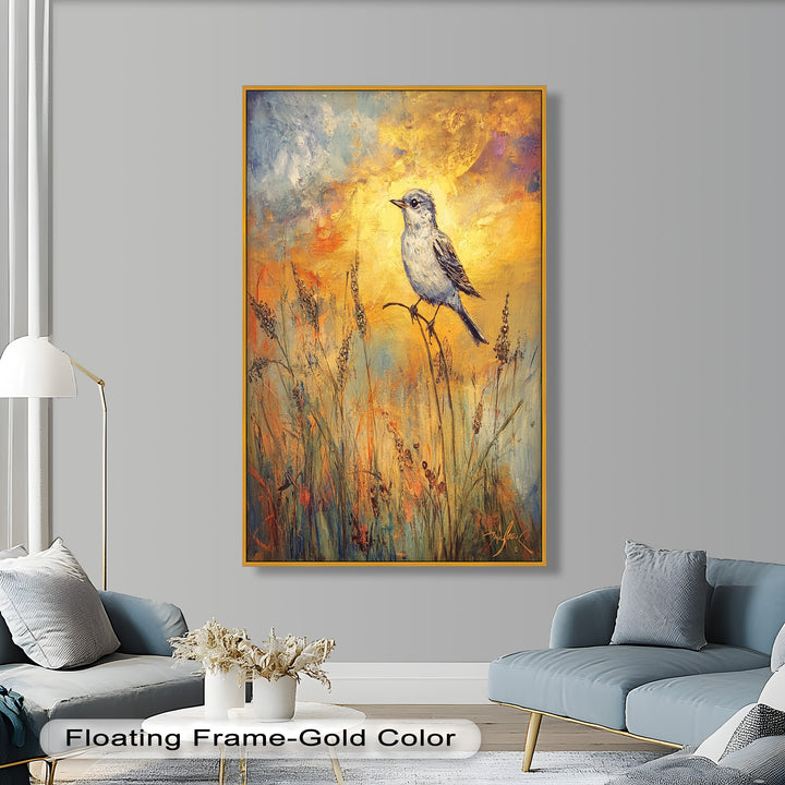 Twilight Songbird – Expressive Bird Oil Painting