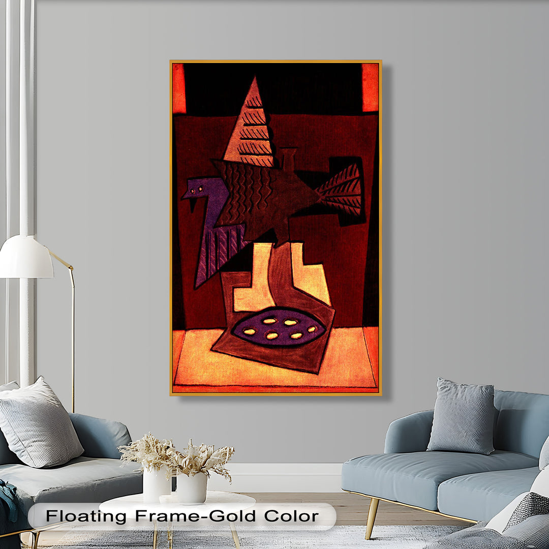 Geometric Bird Abstract Wall Art – Modern Cubist Oil Painting