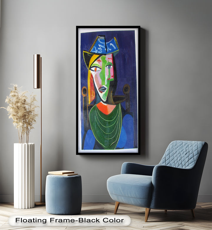 Jade and Indigo Muse – Abstract Woman Picasso Oil Painting