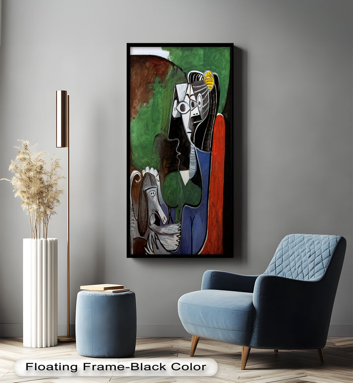Woman with Dog – Bold Cubist Picasso Oil Painting