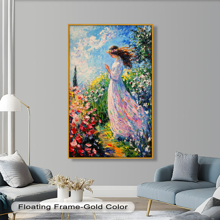 Woman in Floral Crown - Impressionist Oil Painting