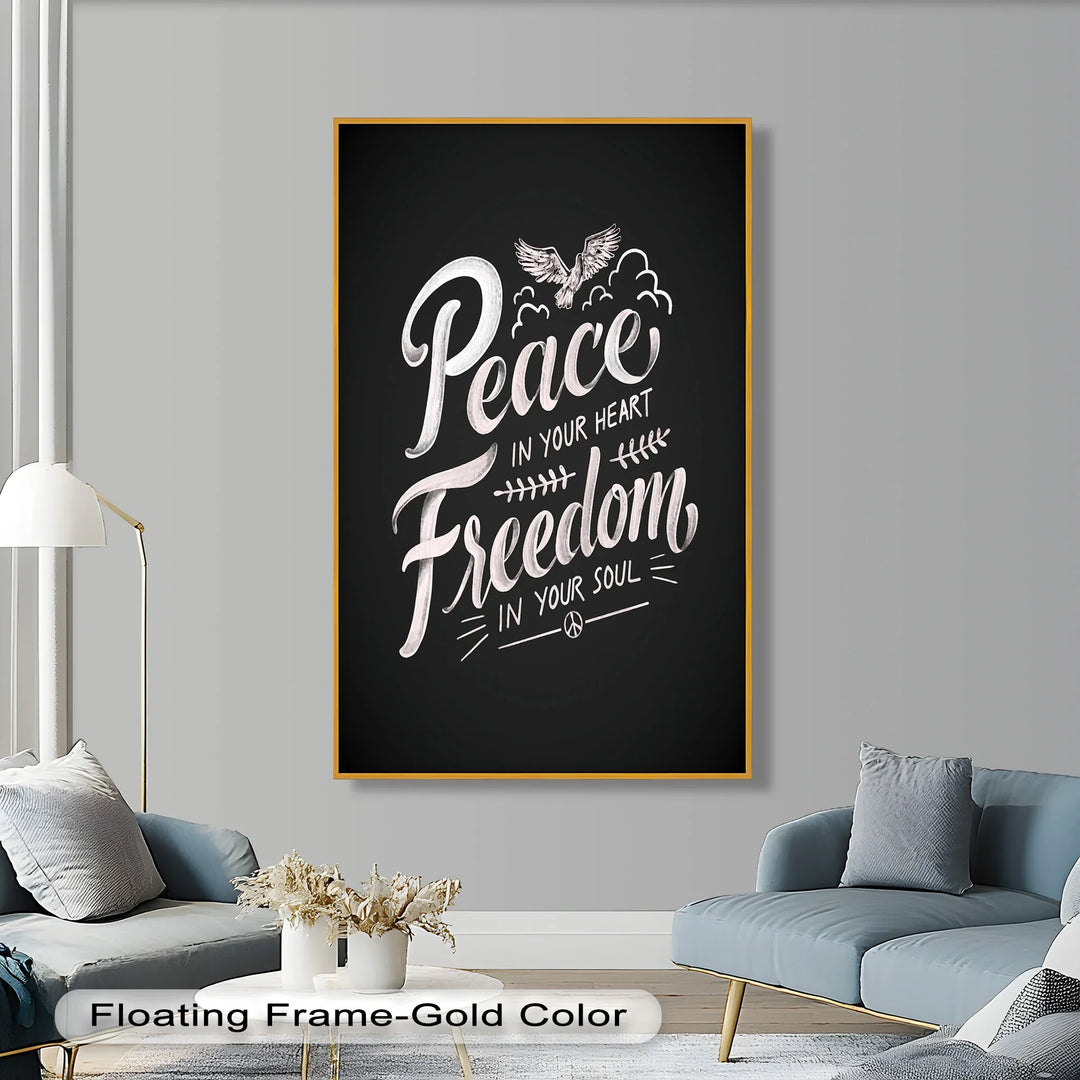 Peace and Freedom Oil Painting – Chalk-Inspired Motivational Wall Art
