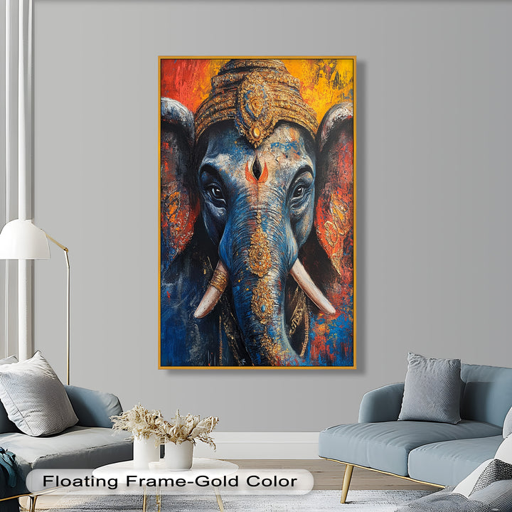 Lord Ganesha Wandkunst – Religiöses Ölgemälde