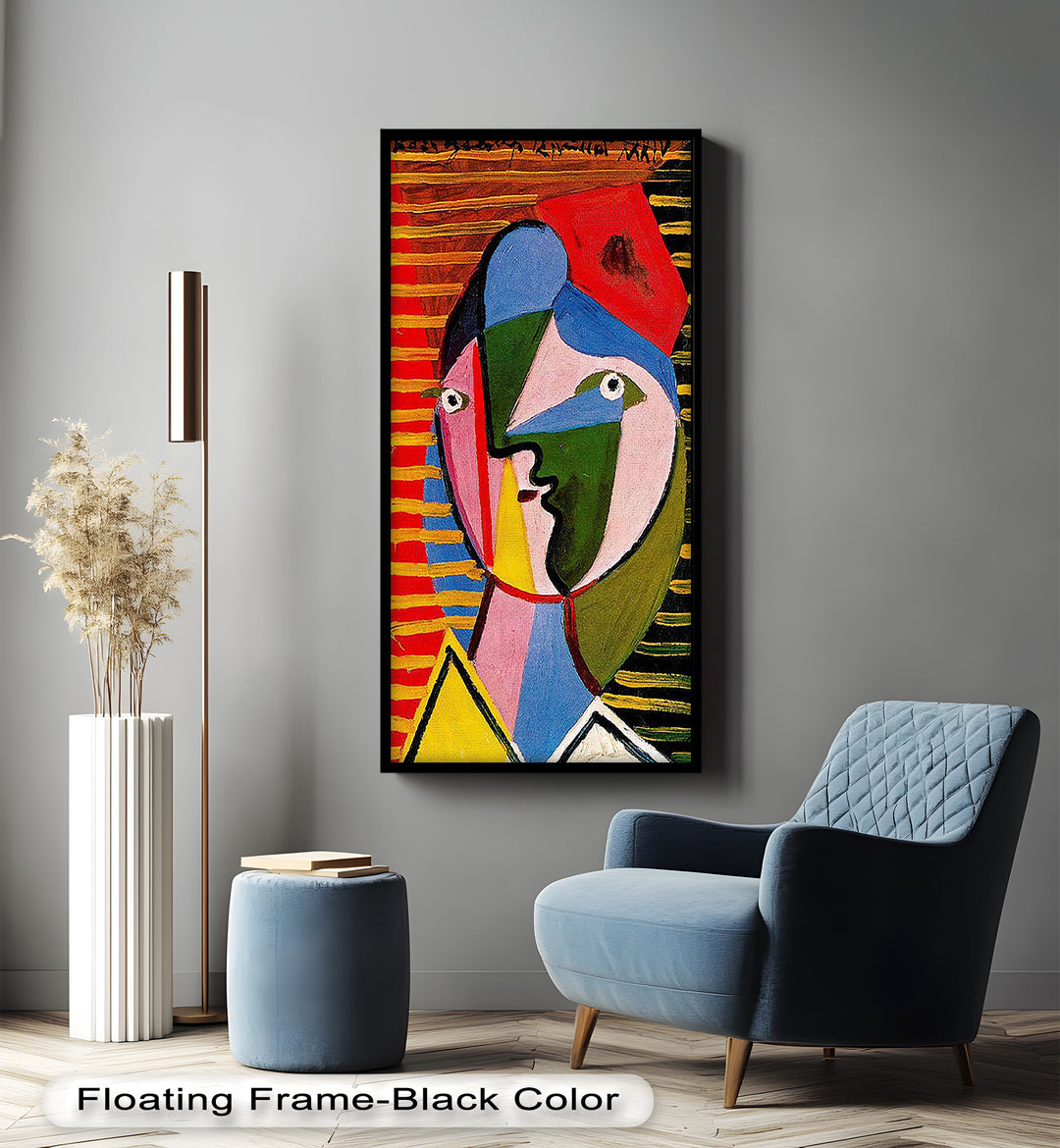 Vibrant Abstract Face – Cubist Oil Painting