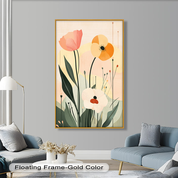Sonnengeküsstes Trio – Minimalistisches florales Ölgemälde