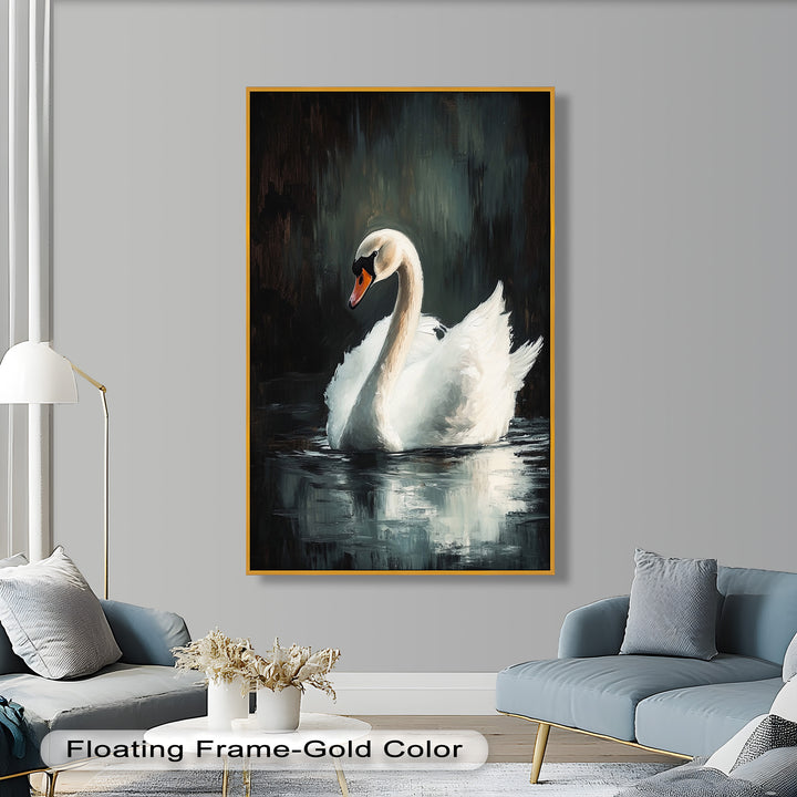 Solitary Grace – White Swan Oil Painting