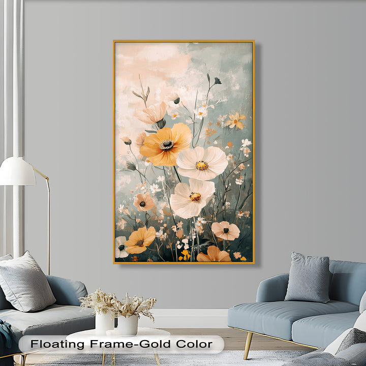 Golden Meadow Bloom - Boho Oil Painting