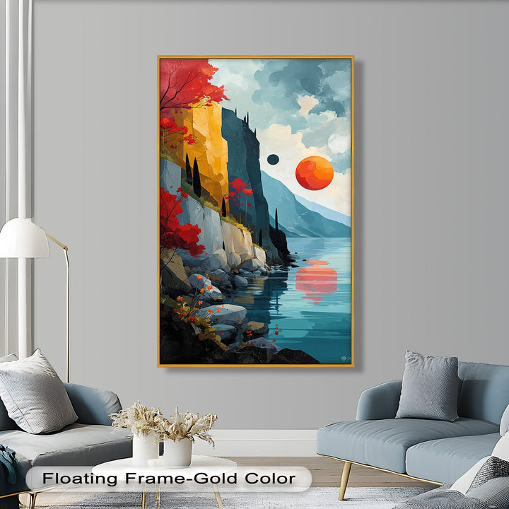 Celestial Cliffs – Surreal Coastal Landscape Picasso Oil Painting