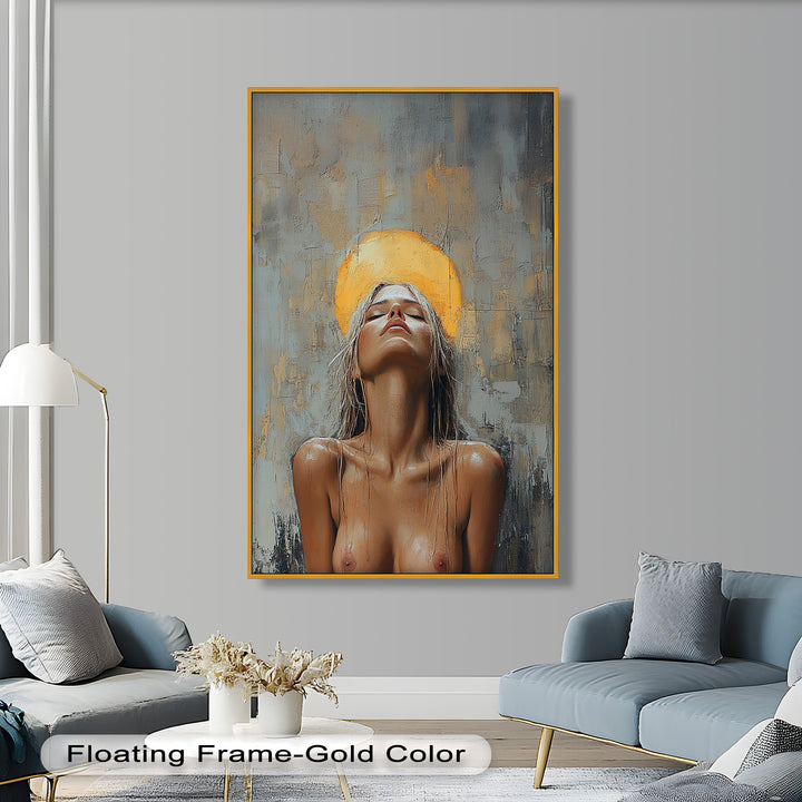 Haloed Grace – Ethereal Nude Portrait Oil Painting