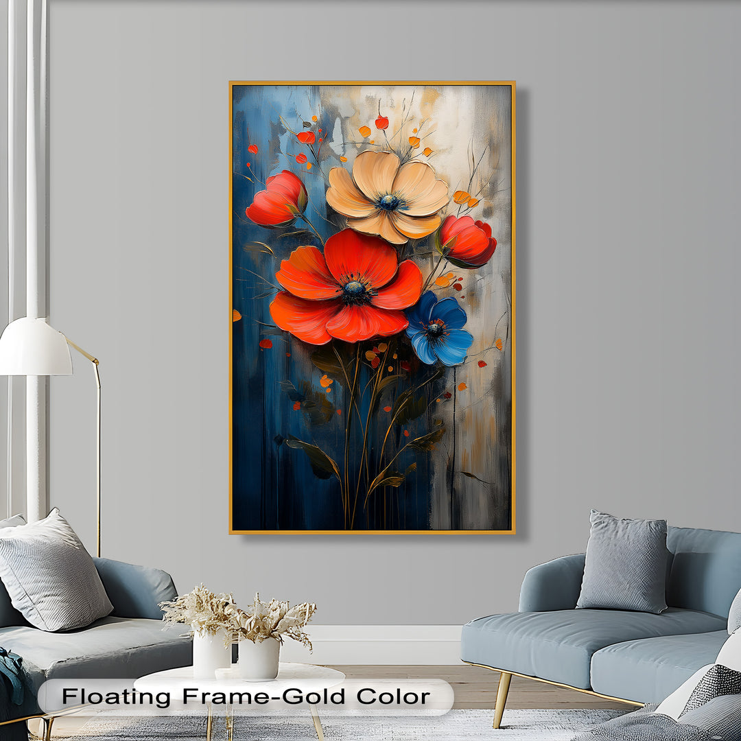 Colorburst Petals – Bold Poppy Bouquet Flower Oil Painting